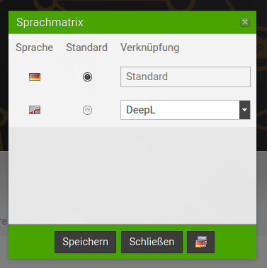 Screenshot Deepl Auswahl Sprachmatrix
